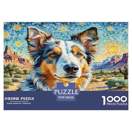 Australischer Rindhund 1000-teiliges Tierhund Puzzles Premium Quality Familienspiel - Home Room Decoration Für Erwachsene, Familien Passen Wertvoll Geschenk Für Kinder 38x26cm/1000pcs von MMDASBVPE