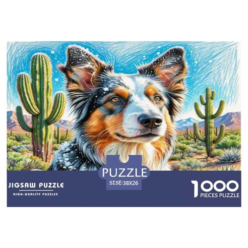 Australischer Rindhund 1000-teiliges Tierhund Puzzles Premium Quality Pädagogisch - Home Room Decoration Für Erwachsene, Familien Passen Buntes Spielzeug 38x26cm/1000pcs von MMDASBVPE