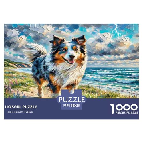 Australischer Schäfer 1000 Teile Tierhund Puzzles Premium Quality Familienspiel - Home Room Decoration Erwachsene Und Kinder Buntes Spielzeug 38x26cm/1000pcs von MMDASBVPE