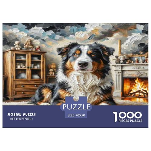 Australischer Schäfer 1000 Teile Tierhund Puzzles Premium Quality Familienspiel - Home Room Decoration Erwachsene Und Kinder Buntes Spielzeug 70x50cm/1000pcs von MMDASBVPE