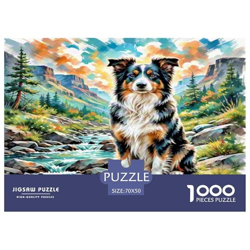 Australischer Schäfer 1000 Teile Tierhund Puzzles Premium Quality Familienspiel - Home Room Decoration Erwachsene Und Kinder Buntes Spielzeug 70x50cm/1000pcs von MMDASBVPE