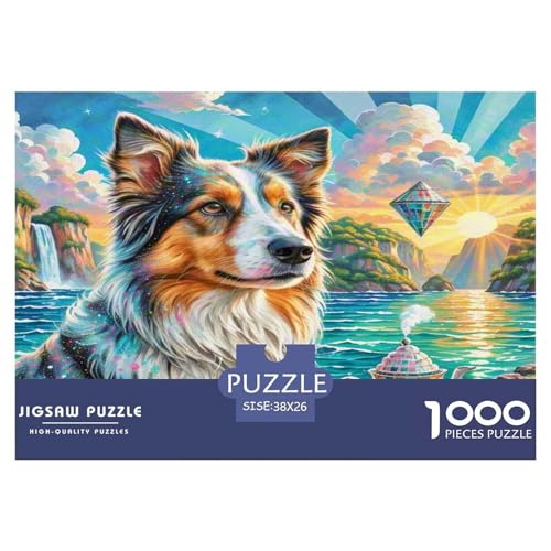 Australischer Schäfer 1000 Teile Tierhund Puzzles Premium Quality Familienspiel - Home Room Decoration Für Erwachsene, Familien Passen Buntes Spielzeug 38x26cm/1000pcs von MMDASBVPE