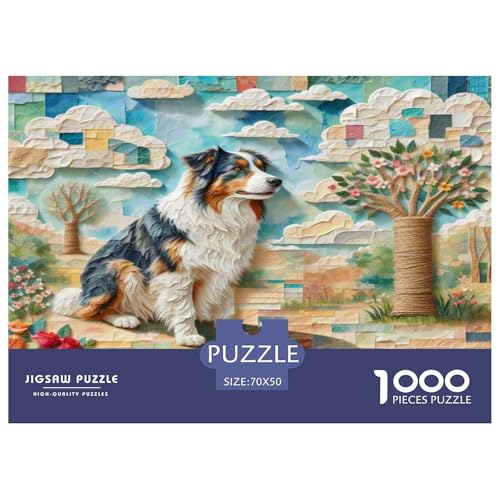 Australischer Schäfer 1000 Teile Tierhund Puzzles Premium Quality Familienspiel - Home Room Decoration Für Erwachsene, Familien Passen Geschenk Für Kinder Von 12 Jahren 70x50cm/1000pcs von MMDASBVPE