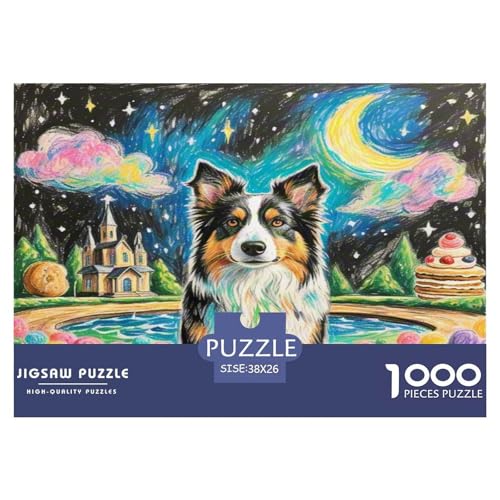 Australischer Schäfer 1000 Teile Tierhund Puzzles Premium Quality Familienspiel - Home Room Decoration Für Erwachsene Und Kinder Ab 12 Jahren Buntes Spielzeug 38x26cm/1000pcs von MMDASBVPE
