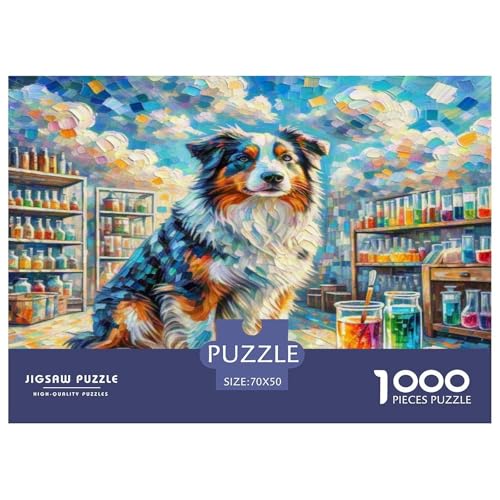 Australischer Schäfer 1000 Teile Tierhund Puzzles Premium Quality Familienspiel - Home Room Decoration Für Erwachsene Und Kinder Ab 12 Jahren Wertvoll Geschenk Für 70x50cm/1000pcs von MMDASBVPE