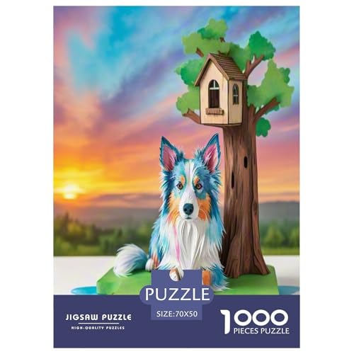 Australischer Schäfer 1000 Teile Tierhund Puzzles Premium Quality Familienspiel - Home Room Decoration Unterhaltung Für Erwachsene Und Kinder Buntes Spielzeug 70x50cm/1000pcs von MMDASBVPE
