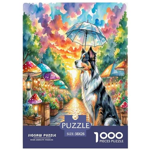 Australischer Schäfer 1000 Teile Tierhund Puzzles Premium Quality Familienspiel - Home Room Decoration Unterhaltung Für Erwachsene Und Kinder Geschenk Für Von 12 Jahren 38x26cm/1000pcs von MMDASBVPE