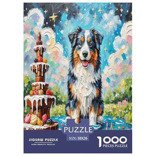 Australischer Schäfer 1000 Teile Tierhund Puzzles Premium Quality Familienspiel - Home Room Decoration Unterhaltung Für Erwachsene Und Kinder Wertvoll Geschenk Für 38x26cm/1000pcs von MMDASBVPE