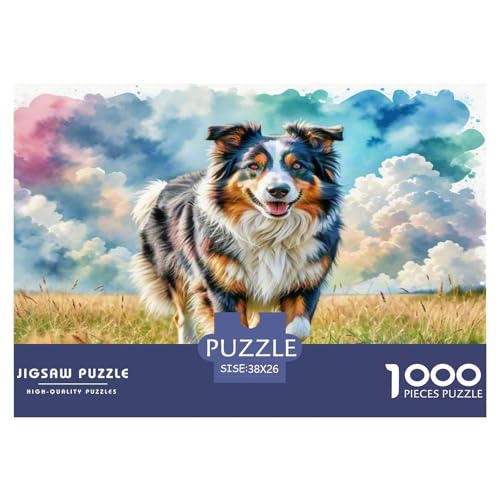 Australischer Schäfer 1000 Teile Tierhund Puzzles Premium Quality Familienspiel - Home Room Decoration Unterhaltung Für Erwachsene Und Kinder Wertvoll Geschenk Für 38x26cm/1000pcs von MMDASBVPE