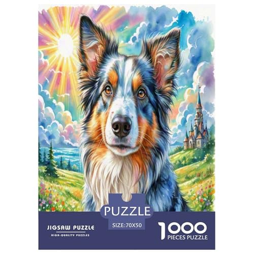 Australischer Schäfer 1000 Teile Tierhund Puzzles Premium Quality Familienspiel - Home Room Decoration Unterhaltung Für Erwachsene Und Kinder Wertvoll Geschenk Für 70x50cm/1000pcs von MMDASBVPE