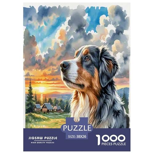 Australischer Schäfer 1000 Teile Tierhund Puzzles Premium Quality Pädagogisch - Home Room Decoration Erwachsene Und Kinder Buntes Spielzeug 38x26cm/1000pcs von MMDASBVPE