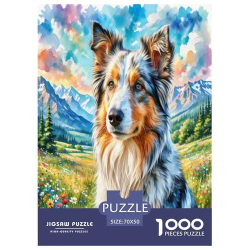 Australischer Schäfer 1000 Teile Tierhund Puzzles Premium Quality Pädagogisch - Home Room Decoration Erwachsene Und Kinder Buntes Spielzeug 70x50cm/1000pcs von MMDASBVPE