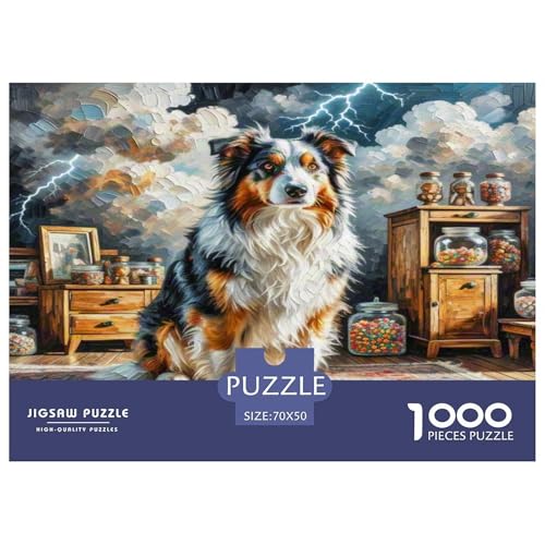 Australischer Schäfer 1000 Teile Tierhund Puzzles Premium Quality Pädagogisch - Home Room Decoration Erwachsene Und Kinder Buntes Spielzeug 70x50cm/1000pcs von MMDASBVPE