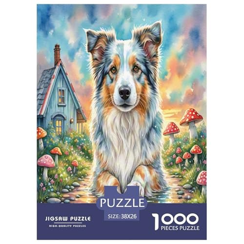 Australischer Schäfer 1000 Teile Tierhund Puzzles Premium Quality Pädagogisch - Home Room Decoration Erwachsene Und Kinder Geschenk Für Von 12 Jahren 38x26cm/1000pcs von MMDASBVPE
