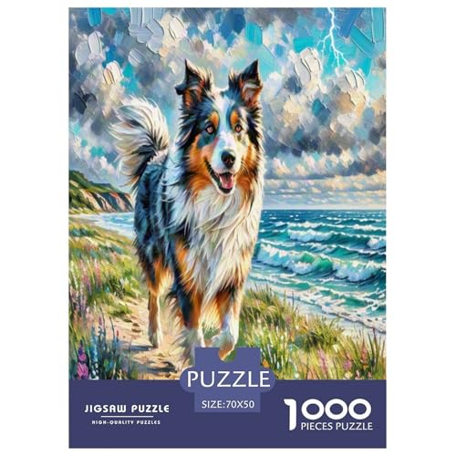 Australischer Schäfer 1000 Teile Tierhund Puzzles Premium Quality Pädagogisch - Home Room Decoration Für Erwachsene, Familien Passen Buntes Spielzeug 70x50cm/1000pcs von MMDASBVPE