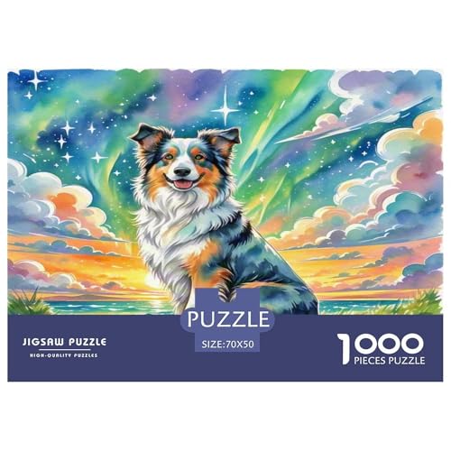 Australischer Schäfer 1000 Teile Tierhund Puzzles Premium Quality Pädagogisch - Home Room Decoration Für Erwachsene, Familien Passen Buntes Spielzeug 70x50cm/1000pcs von MMDASBVPE