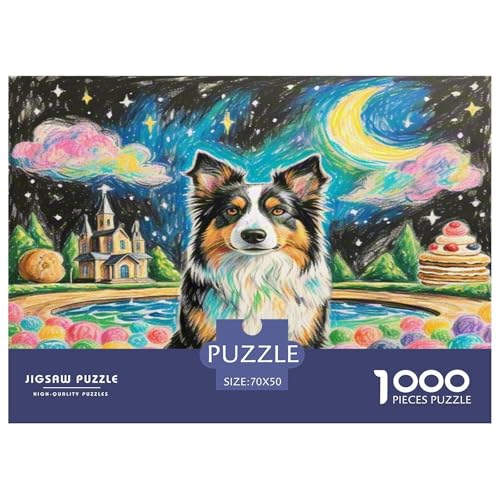 Australischer Schäfer 1000 Teile Tierhund Puzzles Premium Quality Pädagogisch - Home Room Decoration Für Erwachsene, Familien Passen Buntes Spielzeug 70x50cm/1000pcs von MMDASBVPE