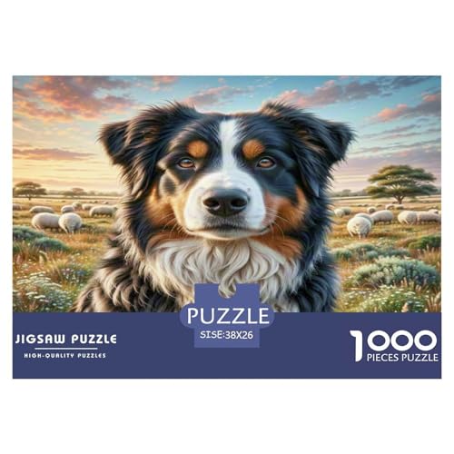 Australischer Schäfer 1000 Teile Tierhund Puzzles Premium Quality Pädagogisch - Home Room Decoration Für Erwachsene Und Kinder Ab 12 Jahren Buntes Spielzeug 38x26cm/1000pcs von MMDASBVPE
