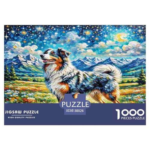 Australischer Schäfer 1000 Teile Tierhund Puzzles Premium Quality Pädagogisch - Home Room Decoration Für Erwachsene Und Kinder Ab 12 Jahren Buntes Spielzeug 38x26cm/1000pcs von MMDASBVPE