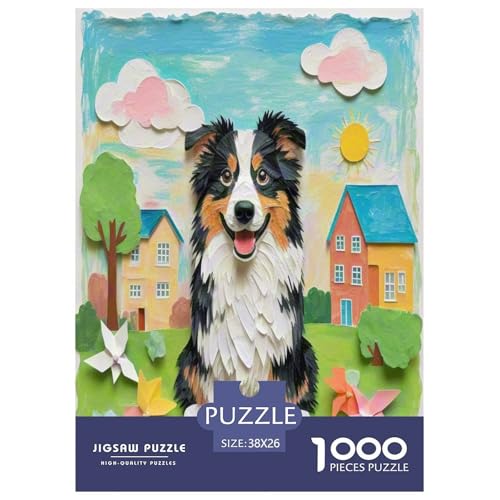 Australischer Schäfer 1000 Teile Tierhund Puzzles Premium Quality Pädagogisch - Home Room Decoration Für Erwachsene Und Kinder Ab 12 Jahren Geschenk Für Von 12 Jahren 38x26cm/1000pcs von MMDASBVPE