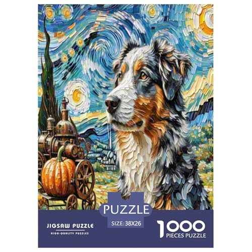 Australischer Schäfer 1000 Teile Tierhund Puzzles Premium Quality Pädagogisch - Home Room Decoration Für Erwachsene Und Kinder Ab 12 Jahren Wertvoll Geschenk Für 38x26cm/1000pcs von MMDASBVPE