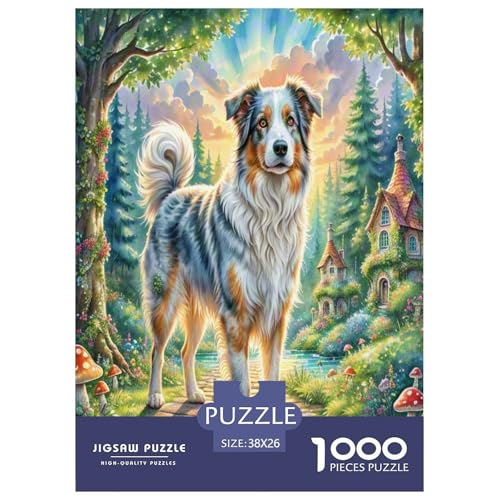 Australischer Schäfer 1000 Teile Tierhund Puzzles Premium Quality Pädagogisch - Home Room Decoration Für Erwachsene Und Kinder Ab 12 Jahren Wertvoll Geschenk Für 38x26cm/1000pcs von MMDASBVPE