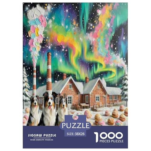 Australischer Schäfer 1000 Teile Tierhund Puzzles Premium Quality Pädagogisch - Home Room Decoration Für Erwachsene Und Kinder Ab 12 Jahren Wertvoll Geschenk Für 38x26cm/1000pcs von MMDASBVPE