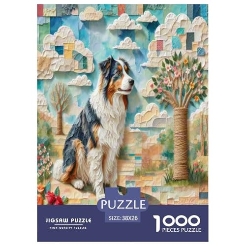Australischer Schäfer 1000 Teile Tierhund Puzzles Premium Quality Pädagogisch - Home Room Decoration Für Erwachsene Und Kinder Ab 12 Jahren Wertvoll Geschenk Für 38x26cm/1000pcs von MMDASBVPE