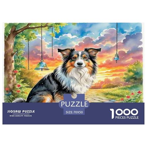 Australischer Schäfer 1000 Teile Tierhund Puzzles Premium Quality Pädagogisch - Home Room Decoration Für Erwachsene Und Kinder Ab 12 Jahren Wertvoll Geschenk Für 70x50cm/1000pcs von MMDASBVPE