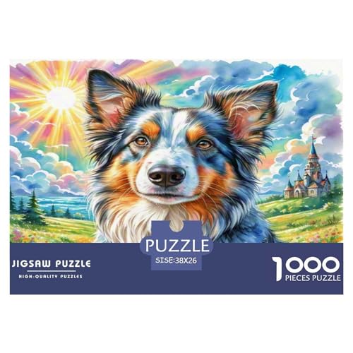 Australischer Schäfer 1000 Teile Tierhund Puzzles Premium Quality Pädagogisch - Home Room Decoration Unterhaltung Für Erwachsene Und Kinder Buntes Spielzeug 38x26cm/1000pcs von MMDASBVPE