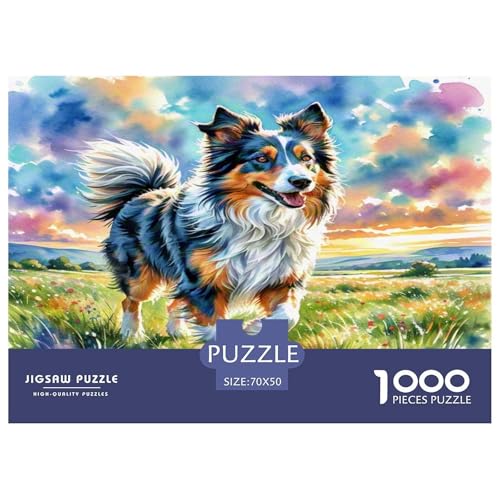 Australischer Schäfer 1000 Teile Tierhund Puzzles Premium Quality Pädagogisch - Home Room Decoration Unterhaltung Für Erwachsene Und Kinder Buntes Spielzeug 70x50cm/1000pcs von MMDASBVPE