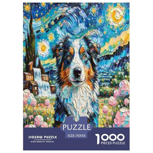 Australischer Schäfer 1000 Teile Tierhund Puzzles Premium Quality Pädagogisch - Home Room Decoration Unterhaltung Für Erwachsene Und Kinder Geschenk Für Von 12 Jahren 70x50cm/1000pcs von MMDASBVPE