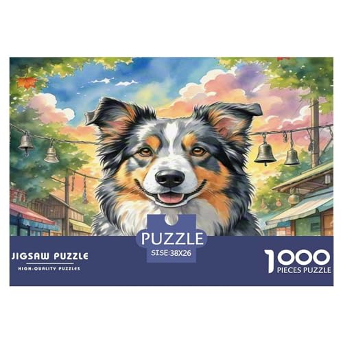 Australischer Schäfer 1000-teiliges Tierhund Puzzles Premium Quality Familienspiel - Home Room Decoration Erwachsene Und Kinder Buntes Spielzeug 38x26cm/1000pcs von MMDASBVPE
