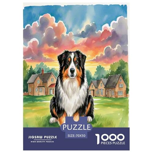 Australischer Schäfer 1000-teiliges Tierhund Puzzles Premium Quality Familienspiel - Home Room Decoration Erwachsene Und Kinder Buntes Spielzeug 70x50cm/1000pcs von MMDASBVPE