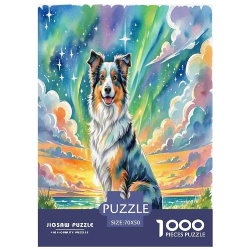 Australischer Schäfer 1000-teiliges Tierhund Puzzles Premium Quality Familienspiel - Home Room Decoration Erwachsene Und Kinder Buntes Spielzeug 70x50cm/1000pcs von MMDASBVPE