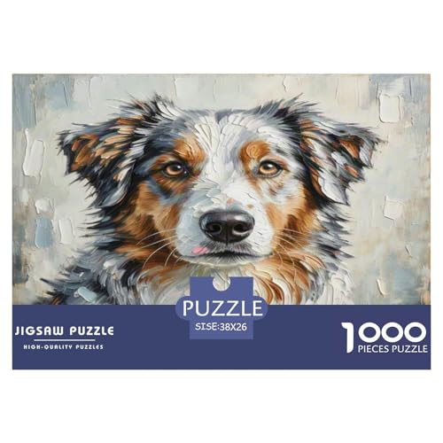 Australischer Schäfer 1000-teiliges Tierhund Puzzles Premium Quality Familienspiel - Home Room Decoration Erwachsene Und Kinder Wertvoll Geschenk Für 38x26cm/1000pcs von MMDASBVPE