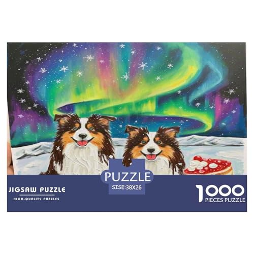 Australischer Schäfer 1000-teiliges Tierhund Puzzles Premium Quality Familienspiel - Home Room Decoration Für Erwachsene Und Kinder Ab 12 Jahren Buntes Spielzeug 38x26cm/1000pcs von MMDASBVPE