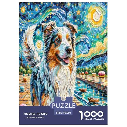 Australischer Schäfer 1000-teiliges Tierhund Puzzles Premium Quality Familienspiel - Home Room Decoration Für Erwachsene Und Kinder Ab 12 Jahren Wertvoll Geschenk Für 70x50cm/1000pcs von MMDASBVPE