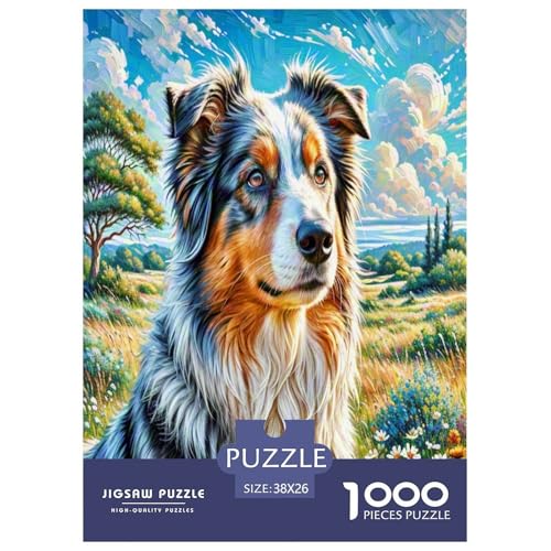 Australischer Schäfer 1000-teiliges Tierhund Puzzles Premium Quality Pädagogisch - Home Room Decoration Erwachsene Und Kinder Buntes Spielzeug 38x26cm/1000pcs von MMDASBVPE
