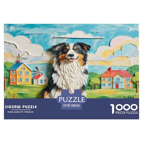 Australischer Schäfer 1000-teiliges Tierhund Puzzles Premium Quality Pädagogisch - Home Room Decoration Erwachsene Und Kinder Buntes Spielzeug 38x26cm/1000pcs von MMDASBVPE