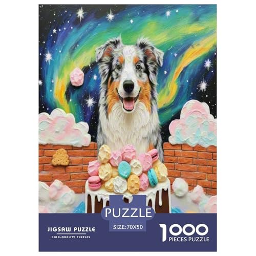 Australischer Schäfer 1000-teiliges Tierhund Puzzles Premium Quality Pädagogisch - Home Room Decoration Erwachsene Und Kinder Buntes Spielzeug 70x50cm/1000pcs von MMDASBVPE