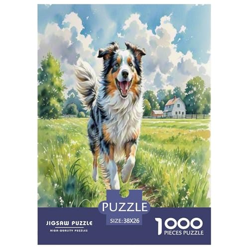 Australischer Schäfer 1000-teiliges Tierhund Puzzles Premium Quality Pädagogisch - Home Room Decoration Für Erwachsene Und Kinder Ab 12 Jahren Wertvoll Geschenk Für 38x26cm/1000pcs von MMDASBVPE