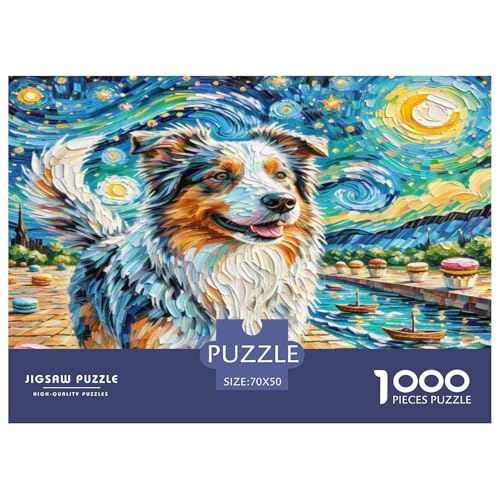 Australischer Schäfer 1000-teiliges Tierhund Puzzles Premium Quality Pädagogisch - Home Room Decoration Für Erwachsene Und Kinder Ab 12 Jahren Wertvoll Geschenk Für 70x50cm/1000pcs von MMDASBVPE