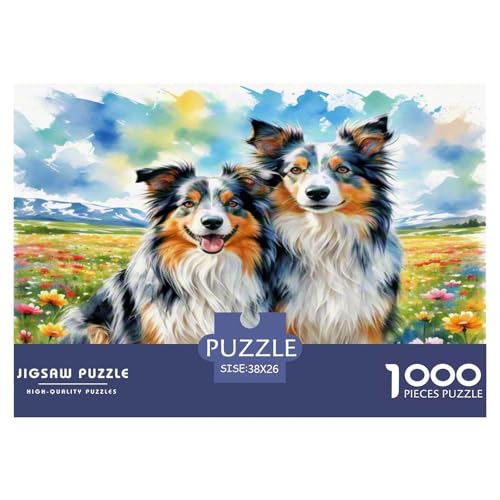 Australischer Schäfer And Icelandic Shepherd 1000 Teile Tierhund Puzzles Premium Quality Familienspiel - Home Room Decoration Für Erwachsene, Familien Passen Wertvoll Geschenk Für Kinder 38x26cm/1000p von MMDASBVPE