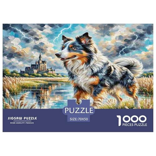 Australischer Schäfer And Icelandic Shepherd 1000 Teile Tierhund Puzzles Premium Quality Familienspiel - Home Room Decoration Für Erwachsene Und Kinder Ab 12 Jahren Wertvoll Geschenk Für 70x50cm/1000p von MMDASBVPE
