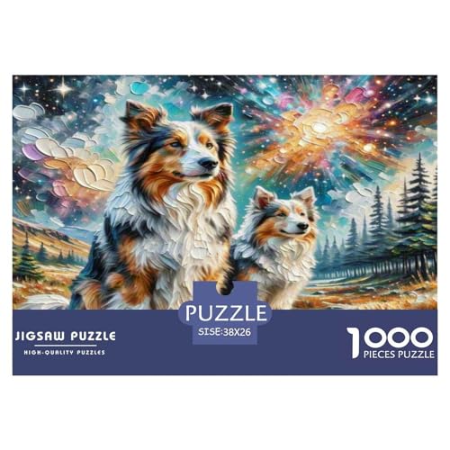 Australischer Schäfer And Icelandic Shepherd 1000 Teile Tierhund Puzzles Premium Quality Pädagogisch - Home Room Decoration Unterhaltung Für Erwachsene Und Kinder Geschenk Für Von 12 Jahren 38x26cm/10 von MMDASBVPE