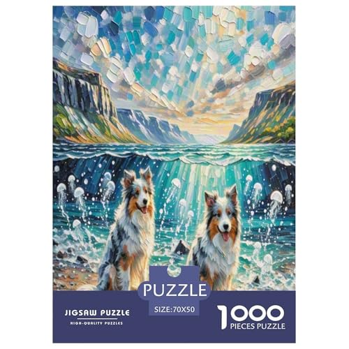 Australischer Schäfer And Icelandic Shepherd 1000 Teile Tierhund Puzzles Premium Quality Pädagogisch - Home Room Decoration Unterhaltung Für Erwachsene Und Kinder Wertvoll Geschenk Für 70x50cm/1000pcs von MMDASBVPE