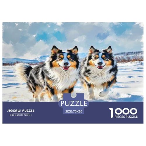 Australischer Schäfer And Icelandic Shepherd 1000-teiliges Tierhund Puzzles Premium Quality Familienspiel - Home Room Decoration Unterhaltung Für Erwachsene Und Kinder Wertvoll Geschenk Für 70x50cm/10 von MMDASBVPE