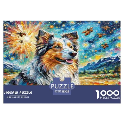 Australischer Schäfer And Icelandic Shepherd 1000-teiliges Tierhund Puzzles Premium Quality Pädagogisch - Home Room Decoration Für Erwachsene, Familien Passen Wertvoll Geschenk Für Kinder 38x26cm/1000 von MMDASBVPE