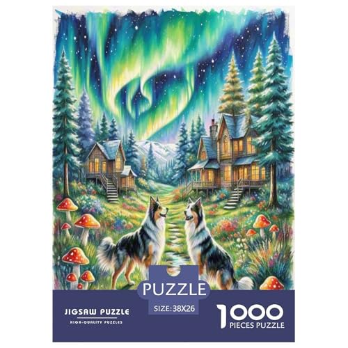 Australischer Schäfer and Icelandic Shepherd 1000 Teile Tierhund Puzzles Herausforderndes Pädagogisch - Home Room Decoration Erwachsene Und Kinder Wertvoll Geschenk Für 38x26cm/1000pcs von MMDASBVPE